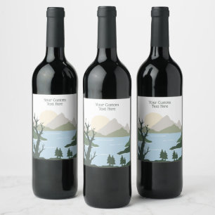 Custom Text Nature Illustration Wine Label