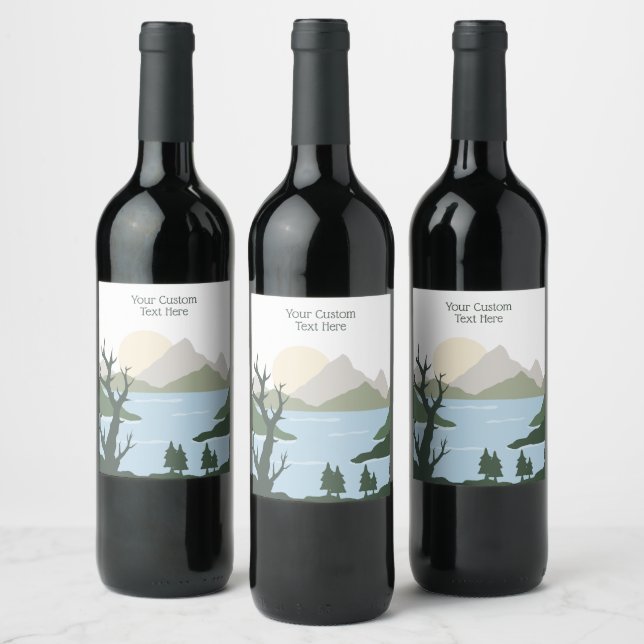 Custom Text Nature Illustration Wine Label (Bottles)
