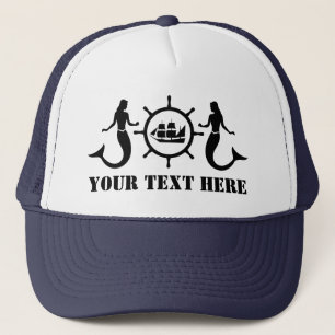 Custom Text Nautic Mermaids Ship Trucker Hat