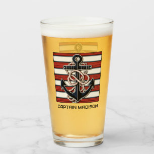 Custom Text Nautical Anchor Glass