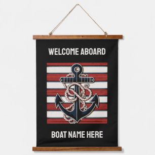 Custom Text Nautical Anchor Hanging Tapestry