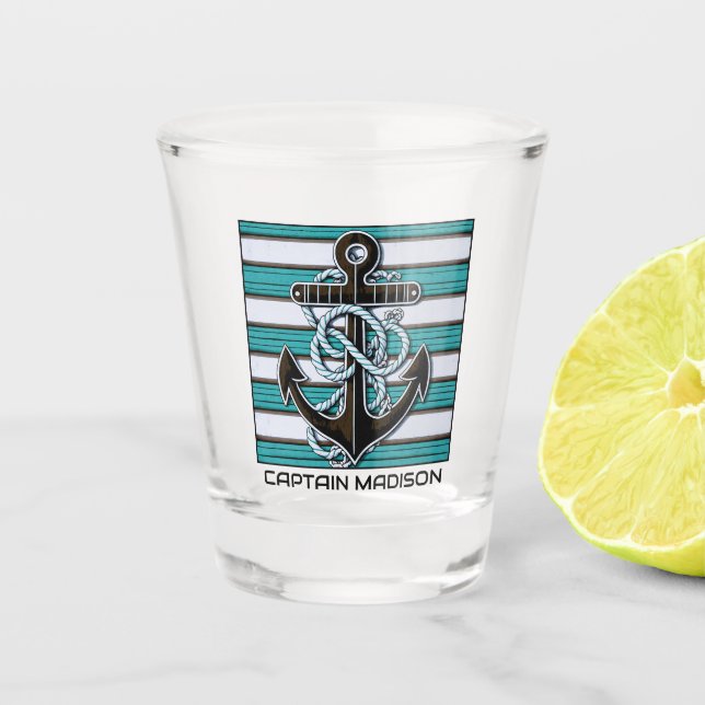 Custom Text Nautical Anchor Shot Glass (Front)