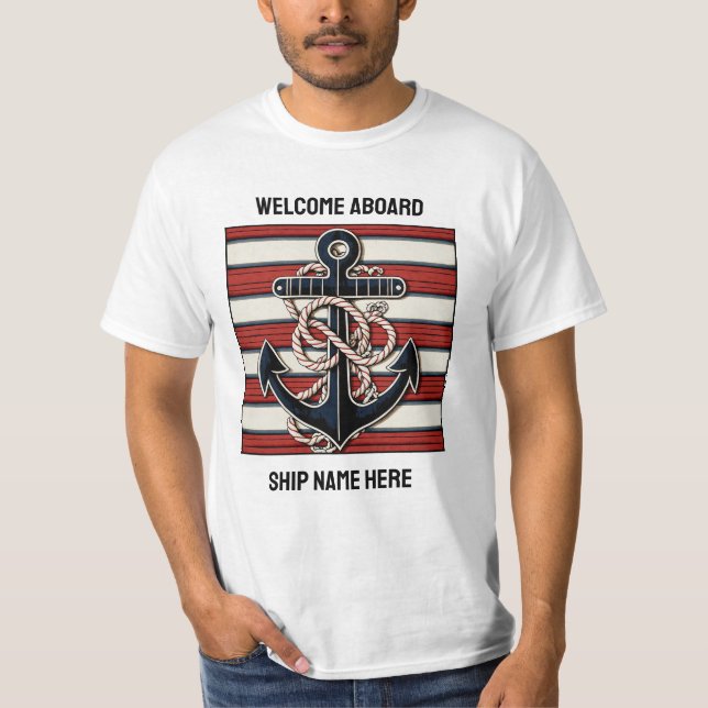 Custom Text Nautical Anchor T-Shirt (Front)