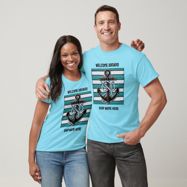 Custom Text Nautical Anchor T-Shirt (Unisex)
