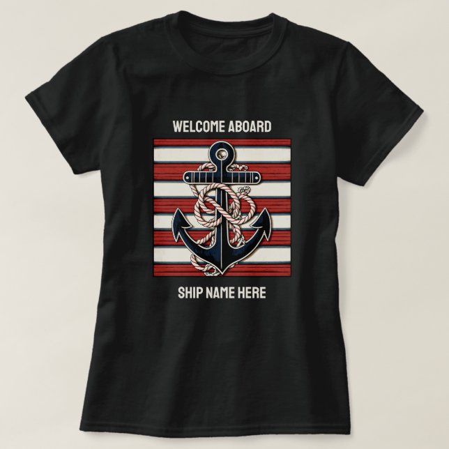 Custom Text Nautical Anchor T-Shirt (Design Front)