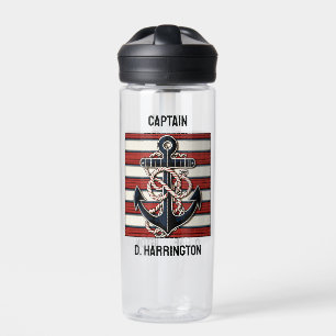 Custom Text Nautical Anchor Water Bottle