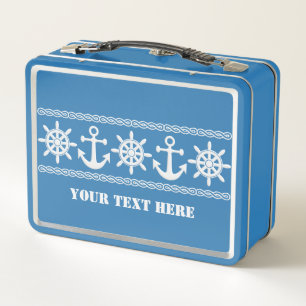 Custom Text Nautical Metal Lunch Box