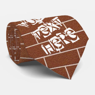 Custom Text Neck Tie with Brick Wall Design