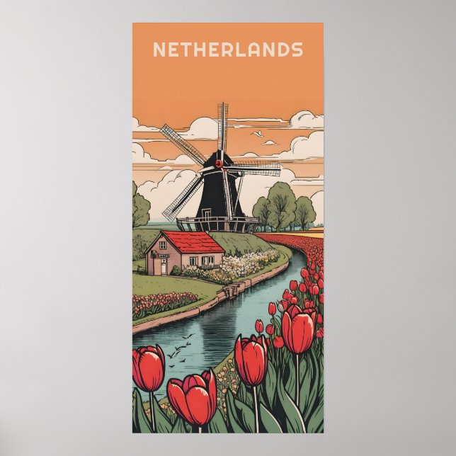 Custom Text Netherlands Windmills Poster (Front)