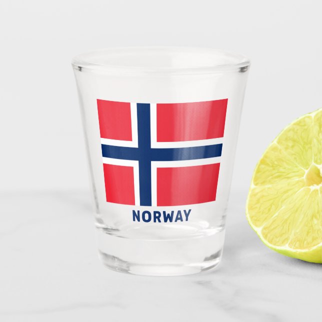 Custom Text Norwegian Flag Shot Glass (Front)