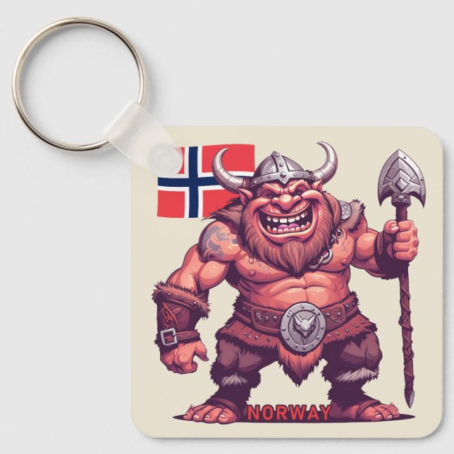 Custom Text Norwegian Troll Key Ring (Front)