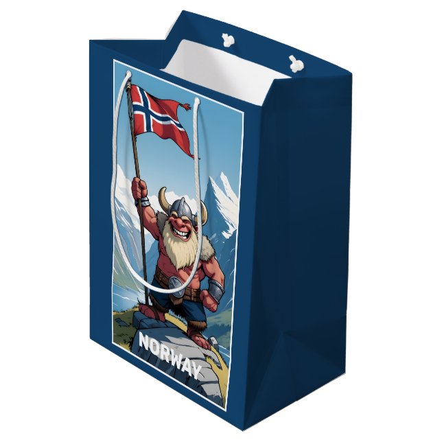 Custom Text Norwegian Troll Medium Gift Bag (Back Angled)