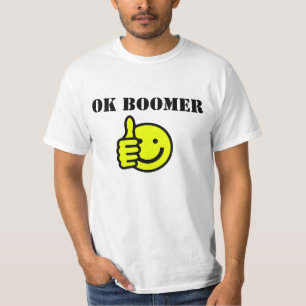 Custom Text OK Boomer Yellow Happy Face Thumbs Up T-Shirt