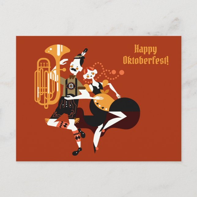 Custom text Oktoberfest Dancers postcard (Front)