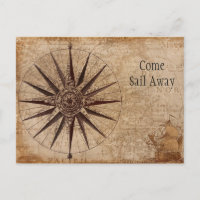 Custom Text Old Brown Pirate Map Nautical Compass
