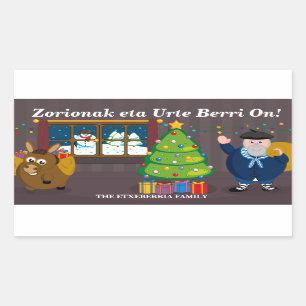 Custom text, Olentzero Navidad / Christmas scene: Rectangular Sticker