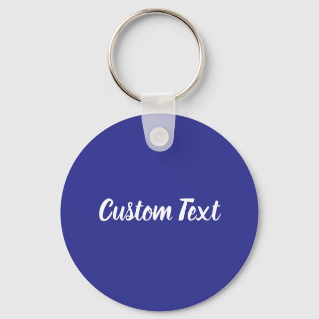 Custom Text on Blue with White Script Key Ring (Front)