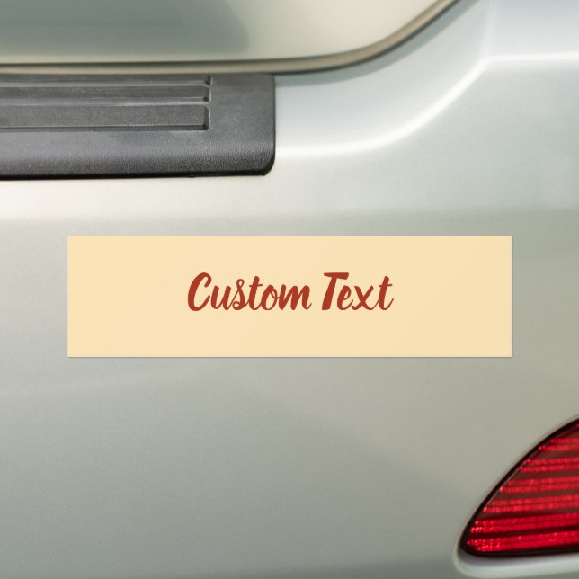 Custom Text on Peach with Scarlet Red Script Bumper Sticker (On Car)