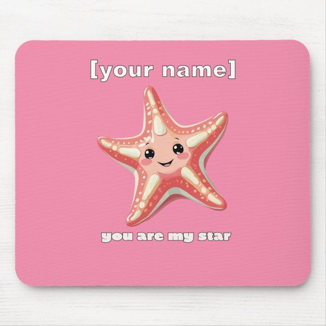 Custom Text or Name Starfish Design Mouse Pad (Front)
