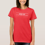 Custom Text or Name Template Womens Modern Red T-Shirt<br><div class="desc">Custom Add Your Text or Name Here Modern Elegant Template Women's Fashion / Clothing / Tops & T-Shirts / Women's T-Shirts / Womens Basic Deep Red T-Shirt.</div>