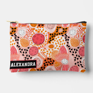 Custom text orange & coral pickleball accessory pouch