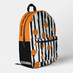 Custom text orange & coral pickleball printed backpack
