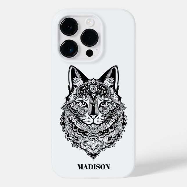 Custom Text Ornamental Cat Case-Mate iPhone Case (Back)