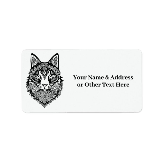 Custom Text Ornamental Cat Label (Front)