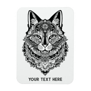 Custom Text Ornamental Cat Magnet