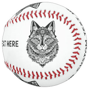 Custom Text Ornamental Cats Softball
