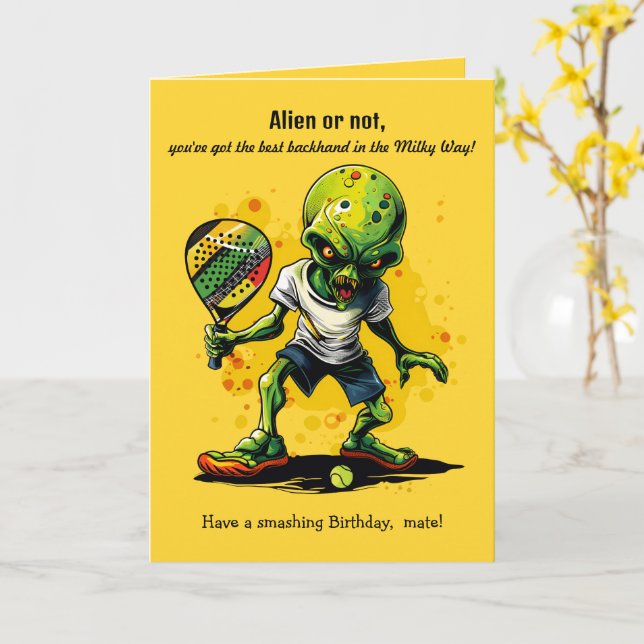 Custom text, Padel from Another Planet Card (Yellow Flower)