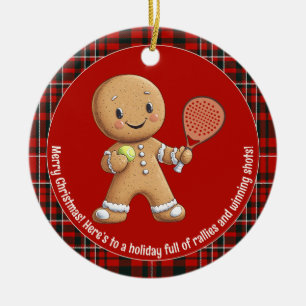 🎾🎄Custom text, Padel Powered Christmas Ceramic Tree Decoration