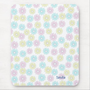 Custom Text Pastel Flowers Mouse Pad