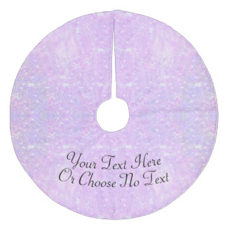 Custom Text/ Pastel Purple Pink Glitter Girly Fleece Tree Skirt