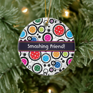 Custom text Pattern with Pickleballs Ceramic Tree Decoration