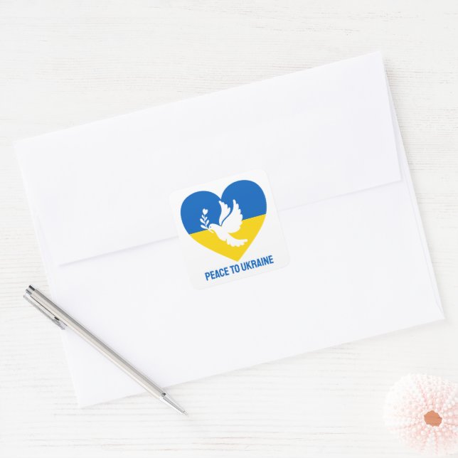 Custom Text Peace to Ukraine Square Sticker (Envelope)