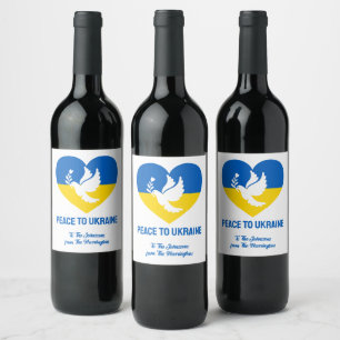 Custom Text Peace to Ukraine Wine Label