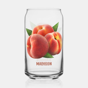 Custom Text Peaches Can Glass