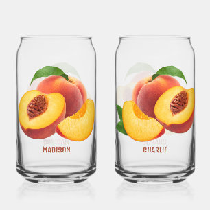 Custom Text Peaches Can Glass