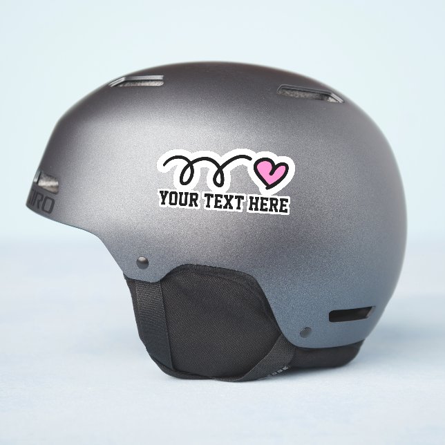 Custom text personalised cute pink heart vinyl (Helmet Side)