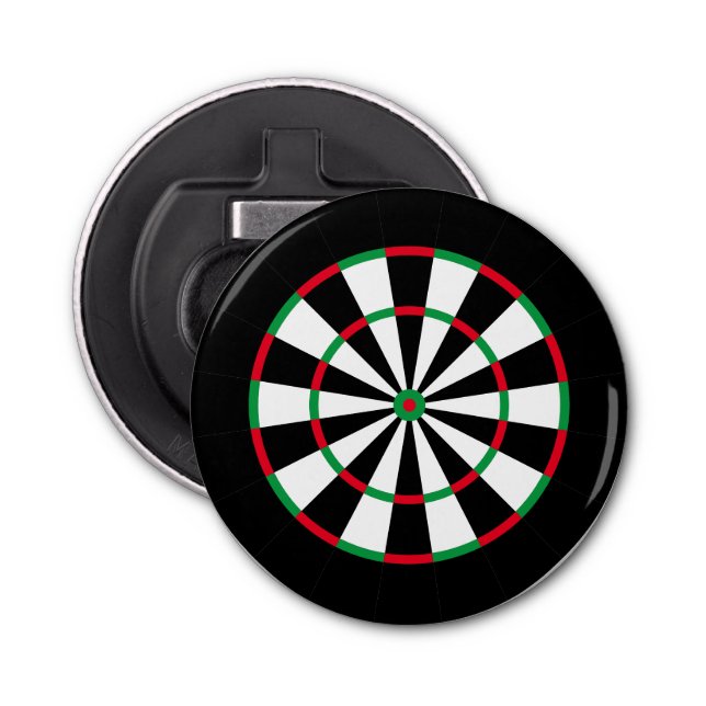 Custom Text Personalised Dart Board | Red & Green Bottle Opener (Front)