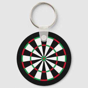 Custom Text Personalised Dart Board   Red & Green Key Ring