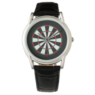 Custom Text Personalised Dart Board Red & Green Watch