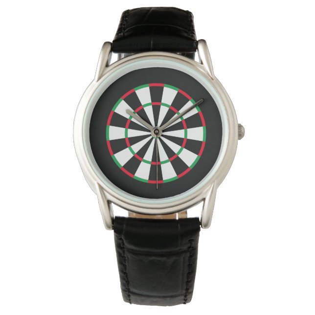 Custom Text Personalised Dart Board | Red & Green Watch (Front)