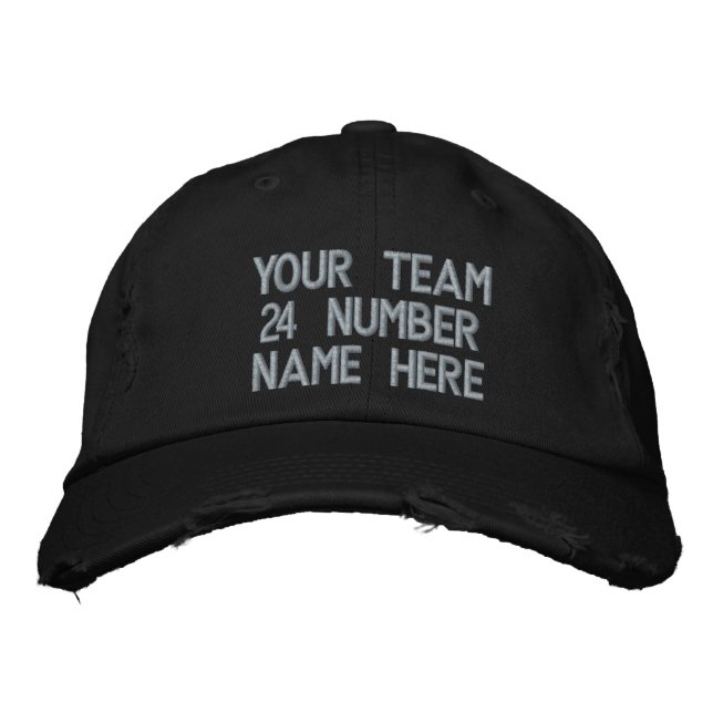 Custom Text Personalised Embroidered Baseball Cap (Front)