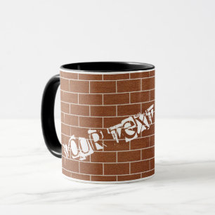 Custom Text Personalised Mug Brick Wall Brown