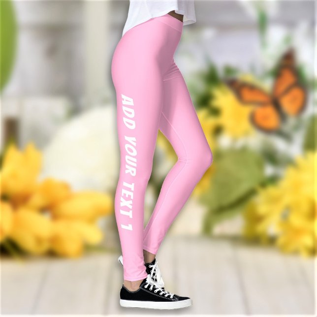 Custom Text Personalised Pink Gym Leggings (Creator Uploaded)