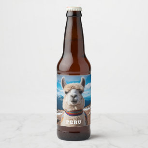 Custom Text Peru Llama Beer Bottle Label