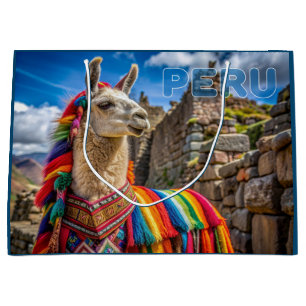 Custom Text Peru Llama Large Gift Bag
