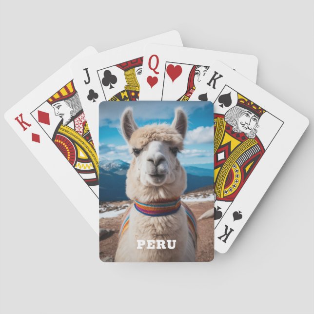 Custom Text Peru Llama Playing Cards (Back)